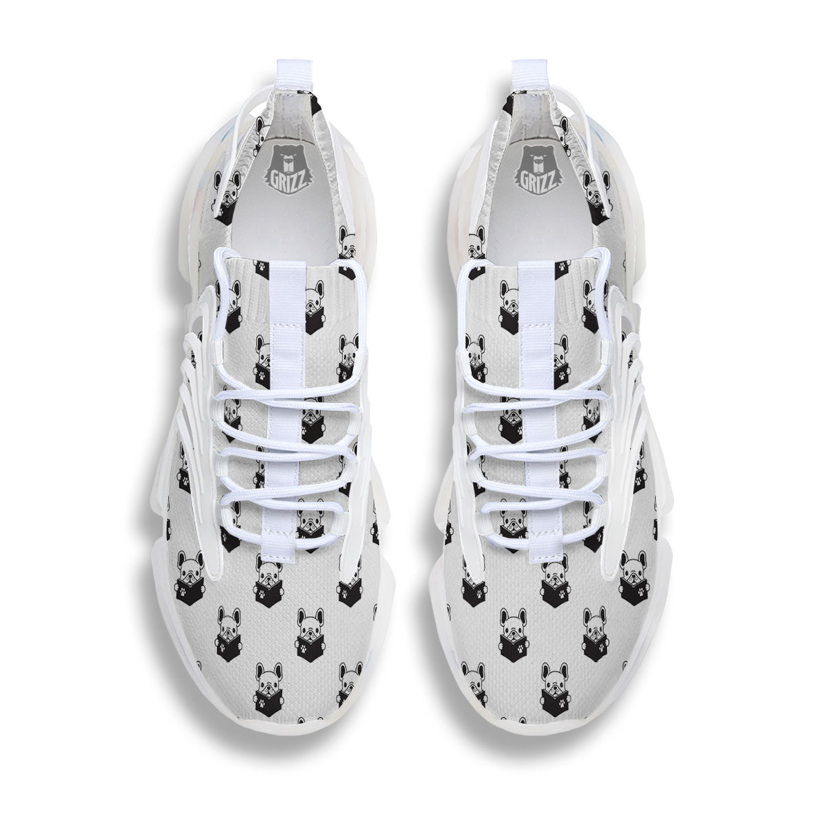 Reading Book French Bulldog Print White Gym Shoes-grizzshop