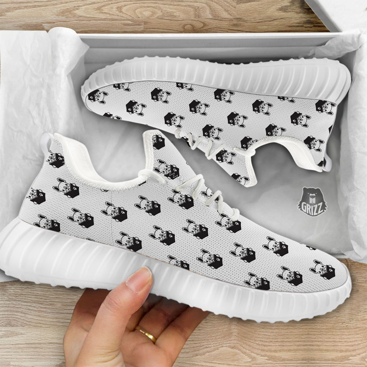Reading Book French Bulldog Print White Walking Shoes-grizzshop