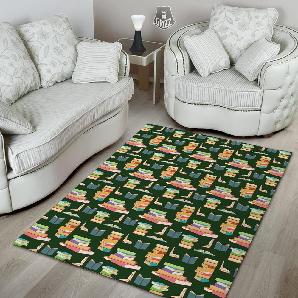 Reading Books Pile Print Pattern Floor Mat-grizzshop