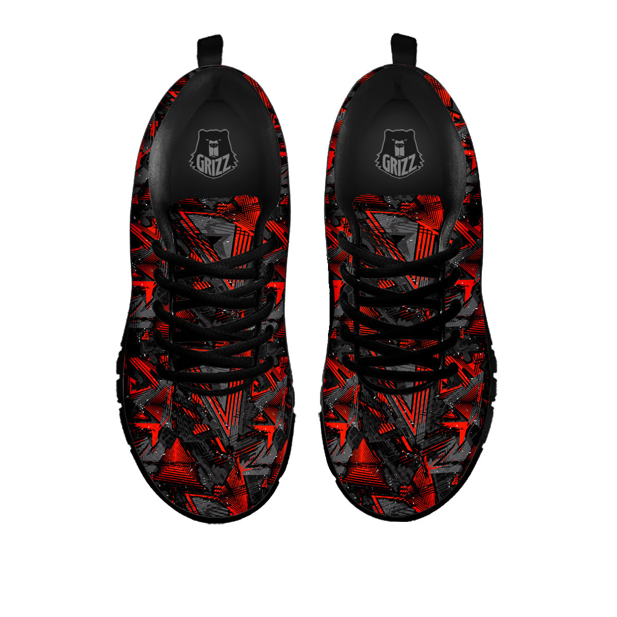Red Abstract Grunge Print Pattern Black Sneaker-grizzshop
