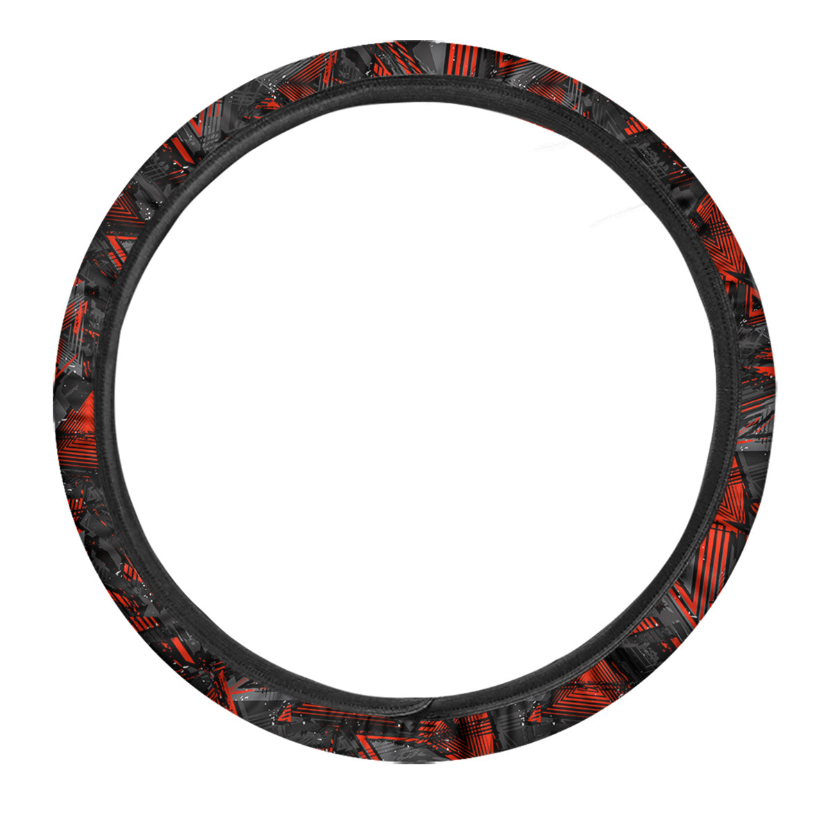 Red Abstract Grunge Print Pattern Car Steering Wheel Cover-grizzshop