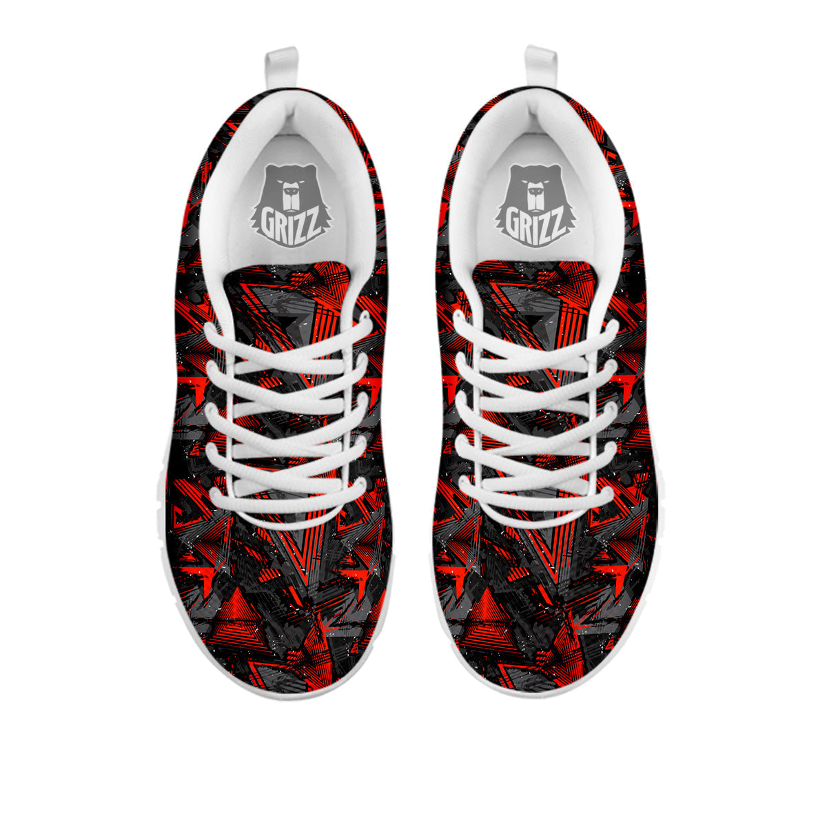 Red Abstract Grunge Print Pattern White Sneaker-grizzshop
