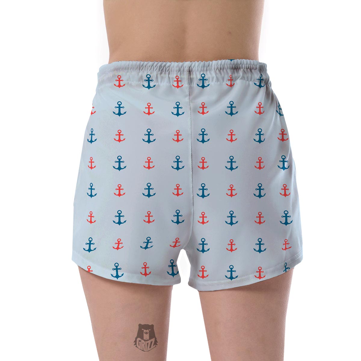 Red Anchor Nautical Pattern Print Women's Shorts-grizzshop