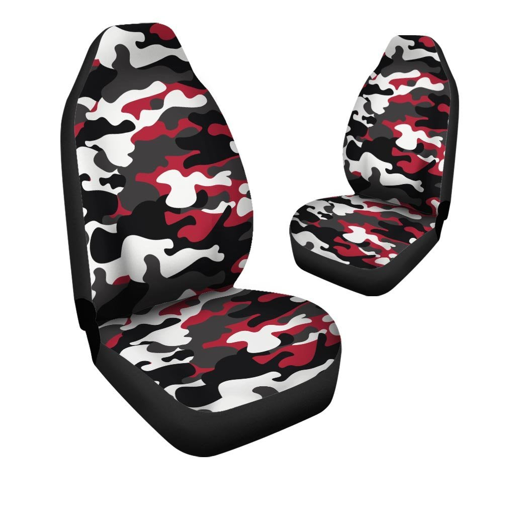Red And Black Camouflage Print Car Seat Covers-grizzshop