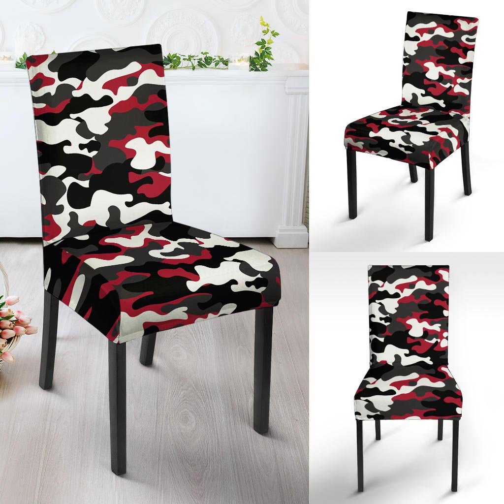 Red And Black Camouflage Print Chair Cover-grizzshop