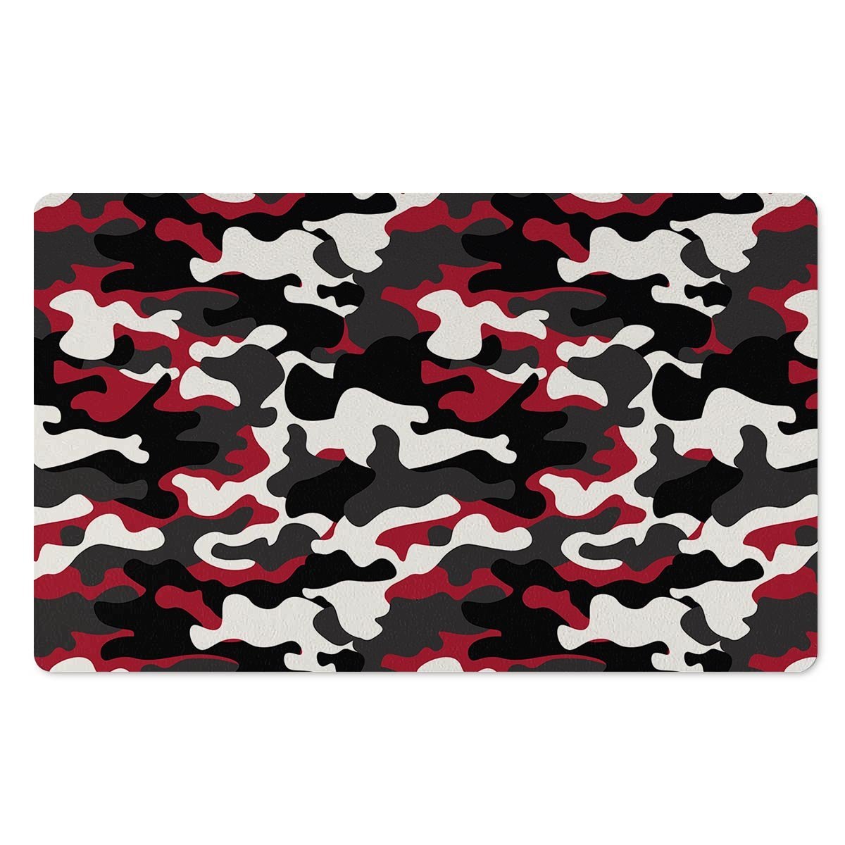 Red And Black Camouflage Print Door Mat-grizzshop