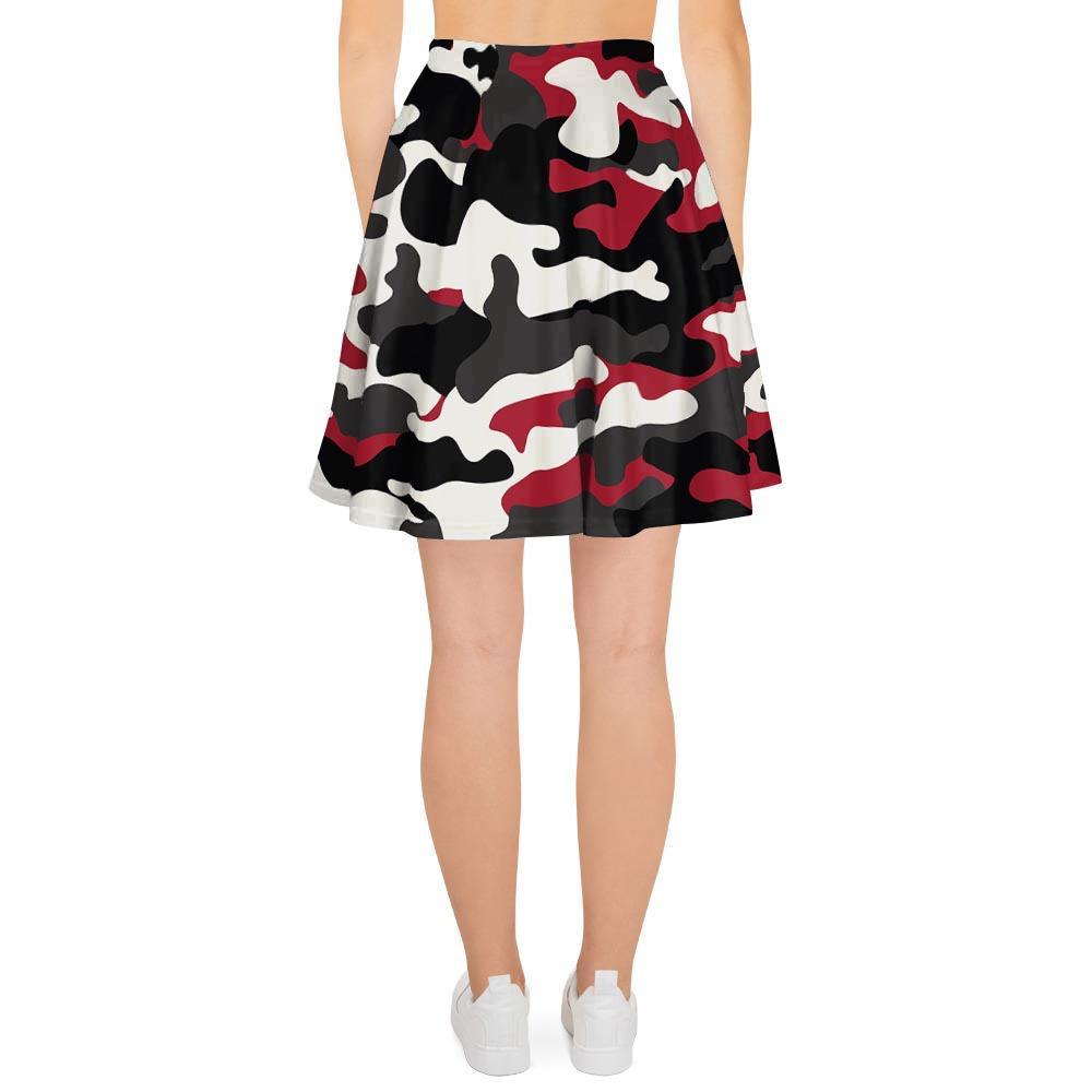 Red And Black Camouflage Print Women's Skirt-grizzshop