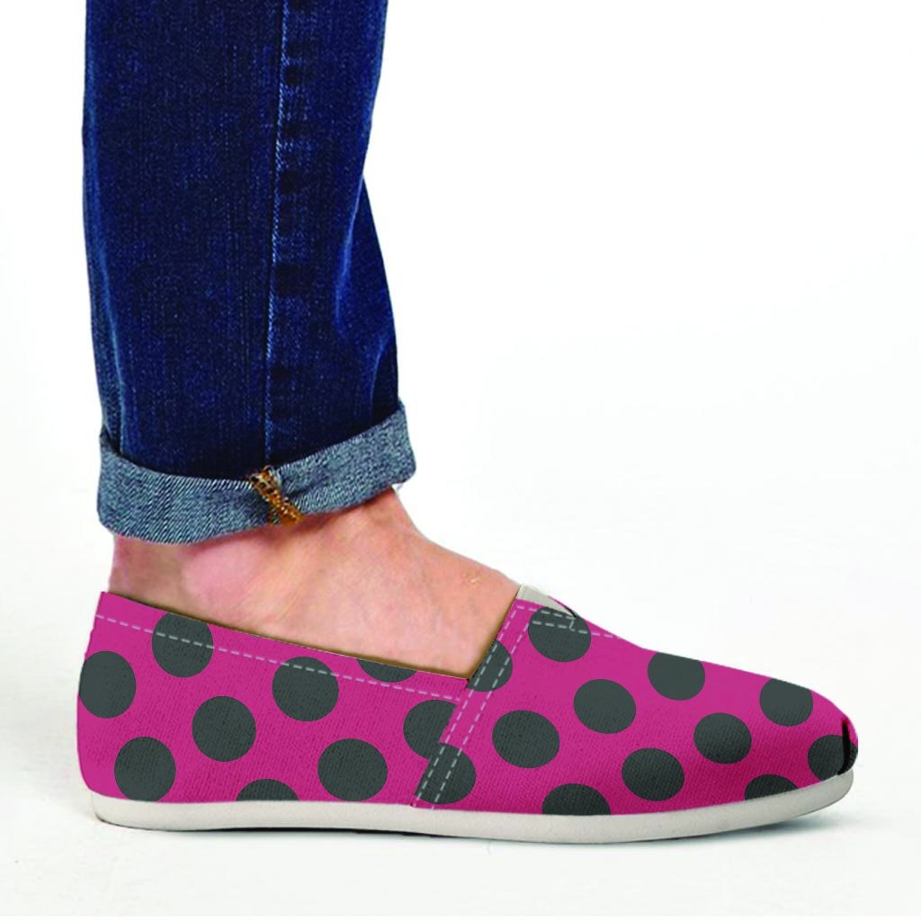 Red And Black Polka Dot Canvas Shoes-grizzshop
