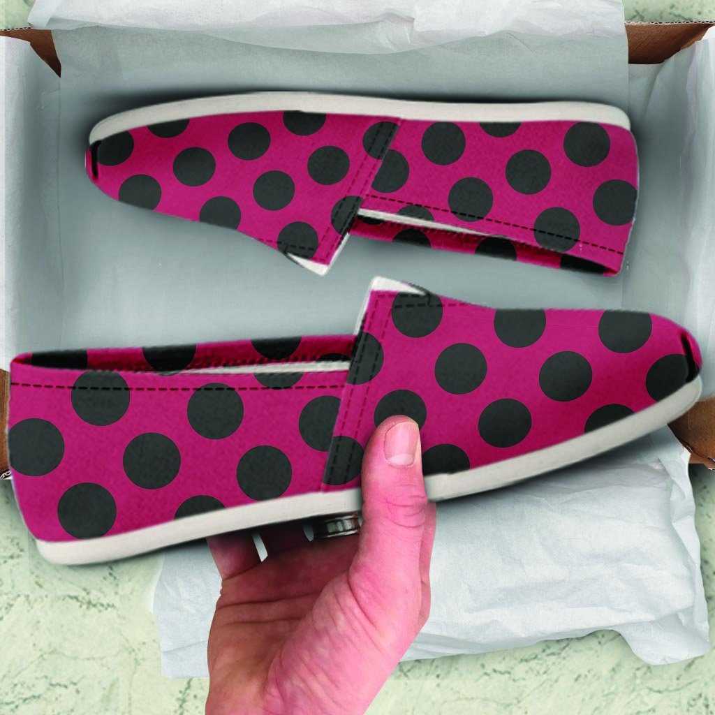 Red And Black Polka Dot Canvas Shoes-grizzshop