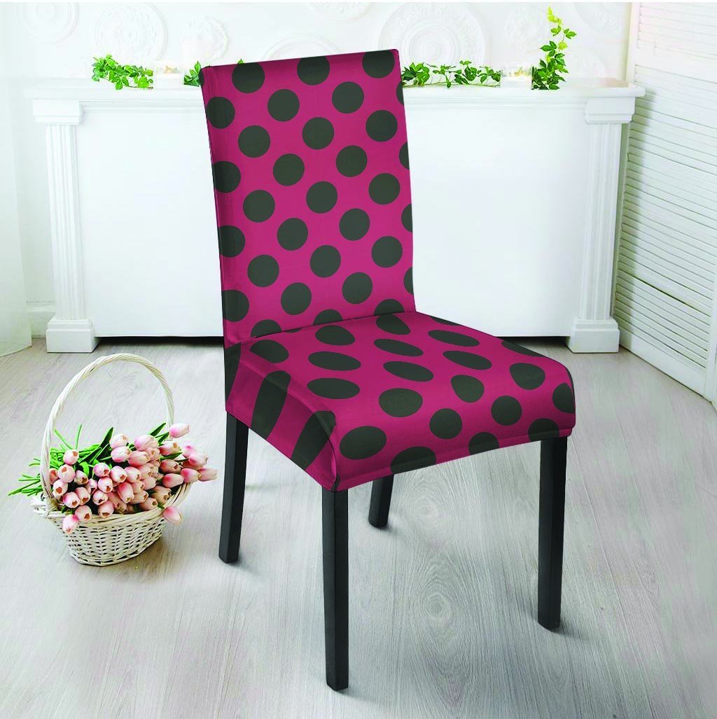 Red And Black Polka Dot Chair Cover-grizzshop