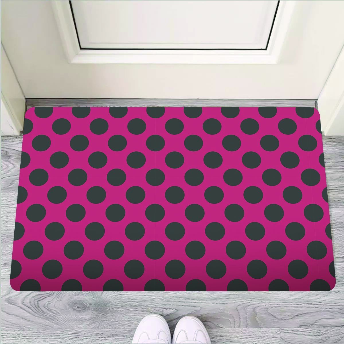 Red And Black Polka Dot Door Mat-grizzshop