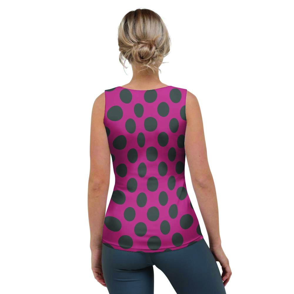 Red And Black Polka Dot Women's Tank Top-grizzshop