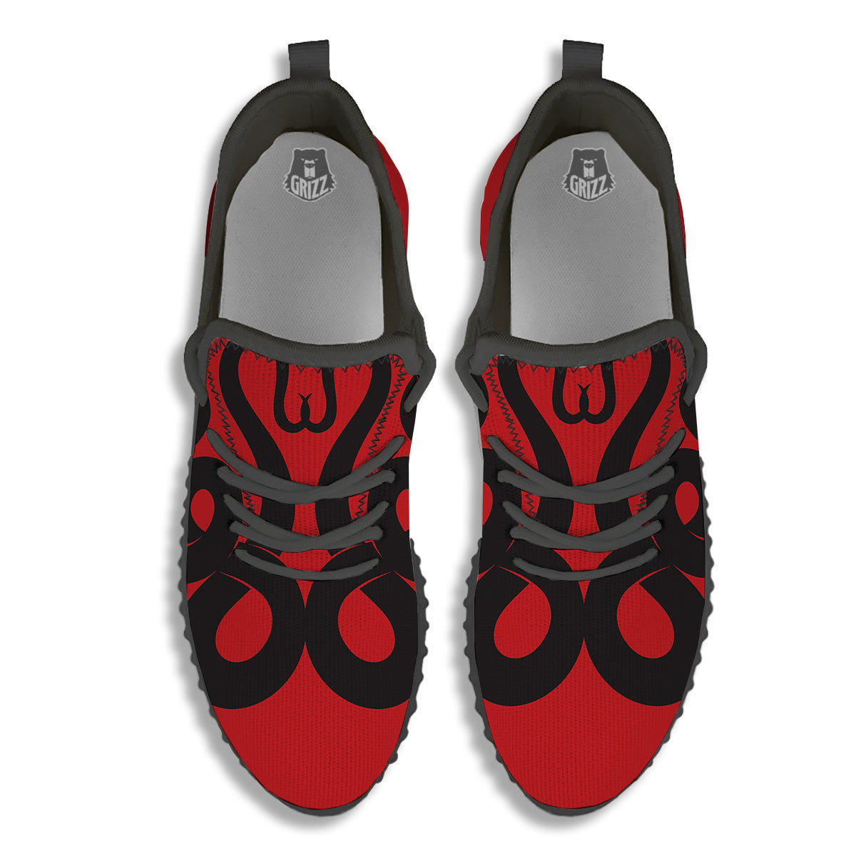 Red And Black Snakes Sign Print Black Walking Shoes-grizzshop
