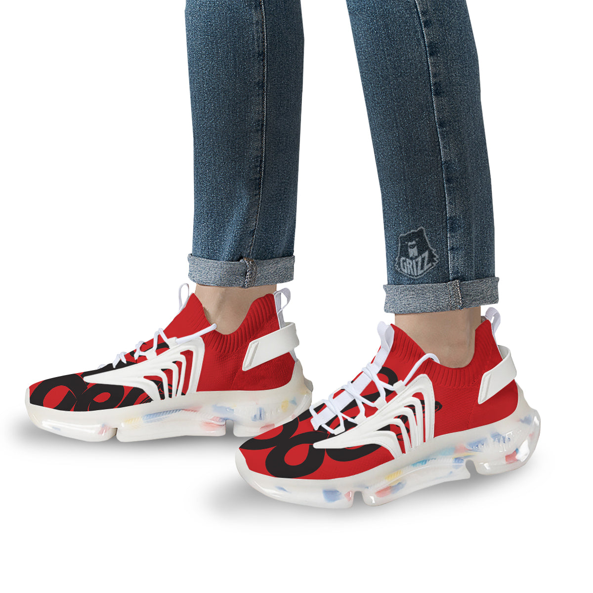 Red And Black Snakes Sign Print White Gym Shoes-grizzshop