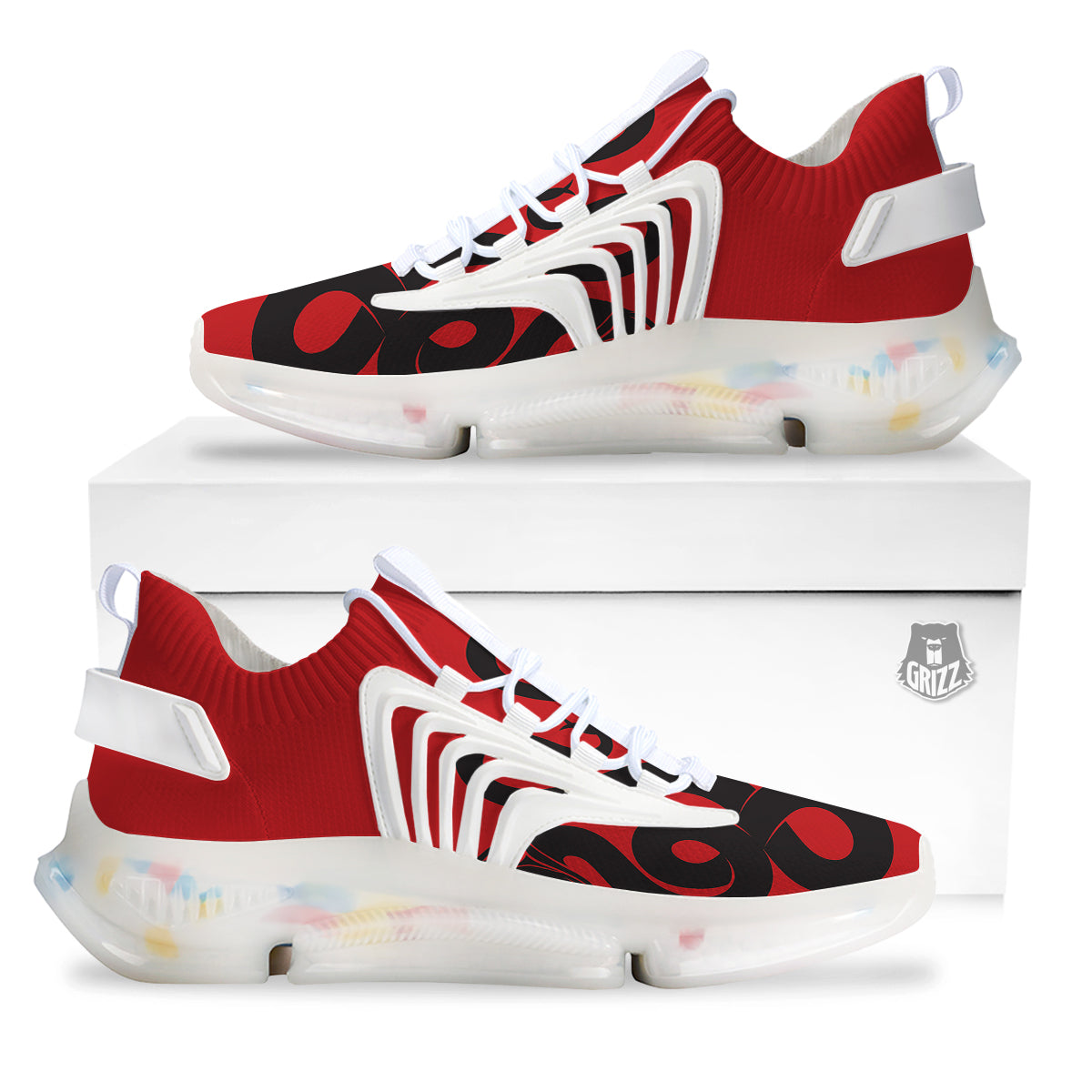 Red And Black Snakes Sign Print White Gym Shoes-grizzshop