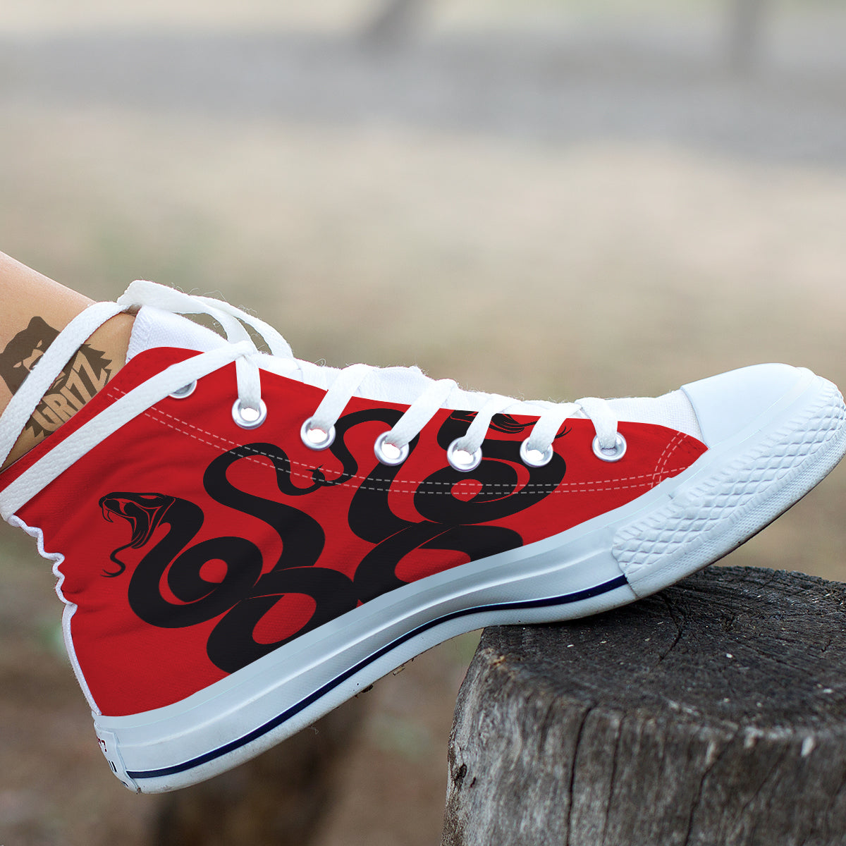 Red And Black Snakes Sign Print White High Top Shoes-grizzshop