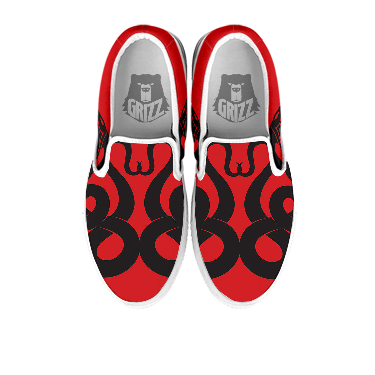 Red And Black Snakes Sign Print White Slip On Shoes-grizzshop