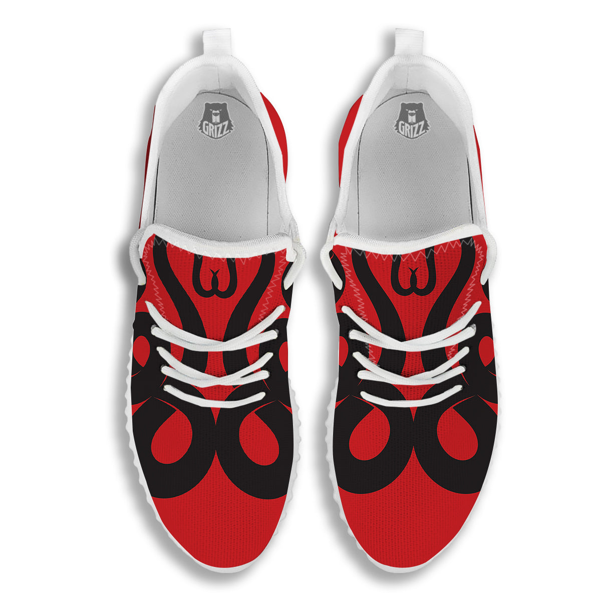 Red And Black Snakes Sign Print White Walking Shoes-grizzshop