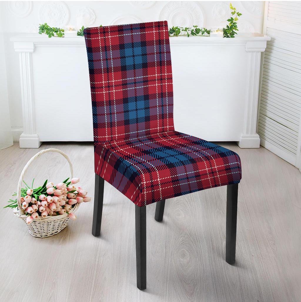 Red And Blue Plaid Tartan Chair Cover-grizzshop