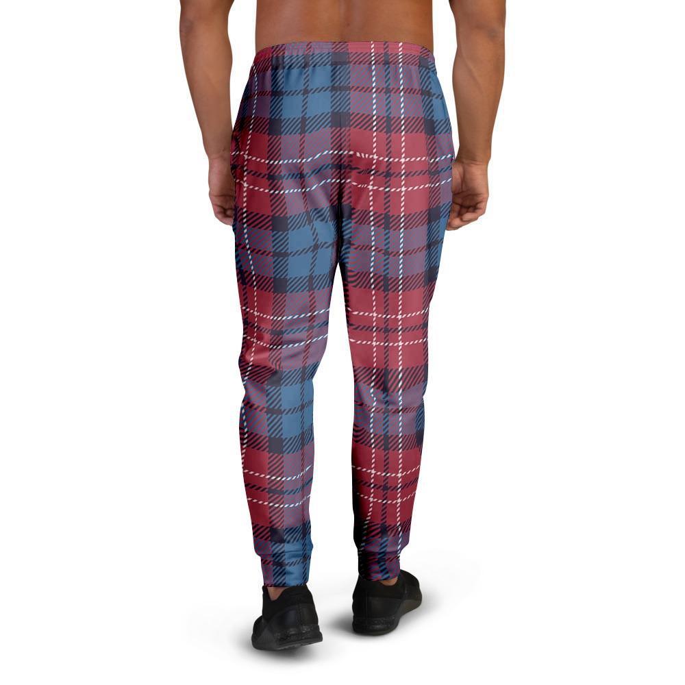 Red And Blue Plaid Tartan Men's Joggers-grizzshop
