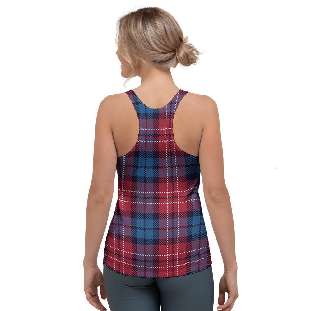 Red And Blue Plaid Tartan Women's Racerback Tank Top-grizzshop