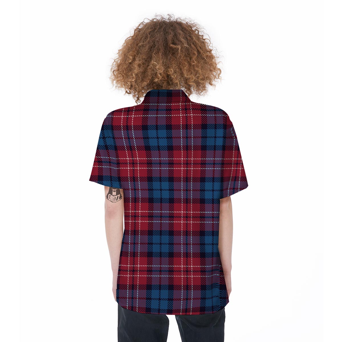 Red And Blue Plaid Tartan Women's Short Sleeve Shirts-grizzshop