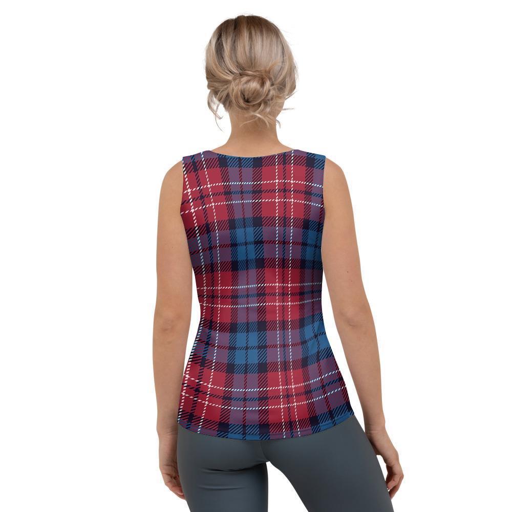 Red And Blue Plaid Tartan Women's Tank Top-grizzshop