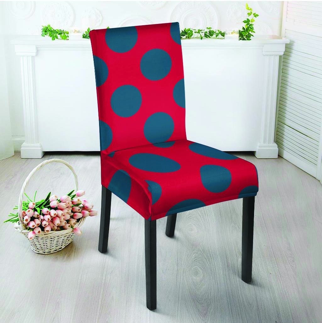 Red And Blue Polka Dot Chair Cover-grizzshop