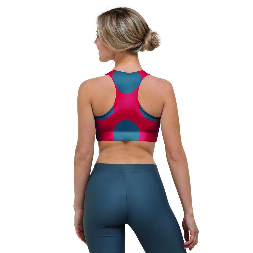 Red And Blue Polka Dot Sports Bra-grizzshop