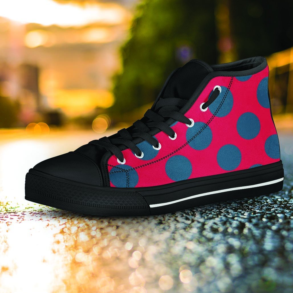 Red And Blue Polka Dot Women's High Top Shoes-grizzshop