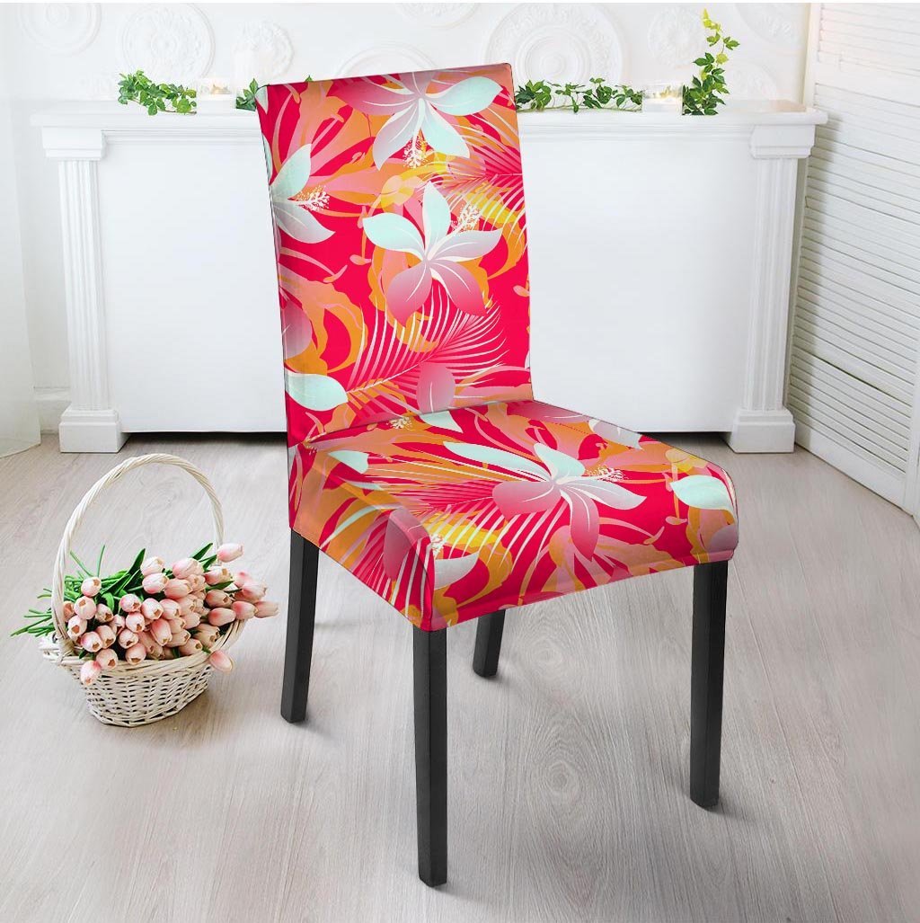 Red And Orange Hibiscus Hawaiian Print Chair Cover-grizzshop