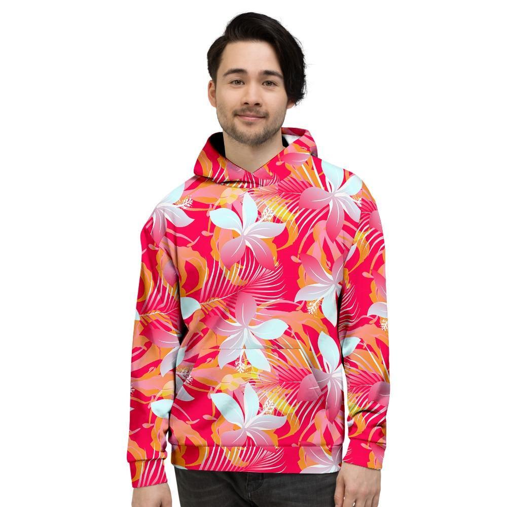 Red And Orange Hibiscus Hawaiian Print Men's Hoodie-grizzshop