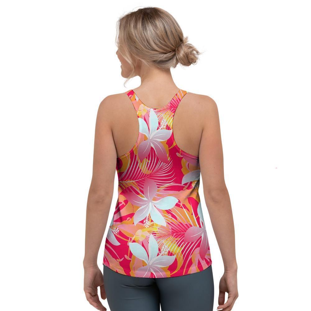 Red And Orange Hibiscus Hawaiian Print Women's Racerback Tank Top-grizzshop