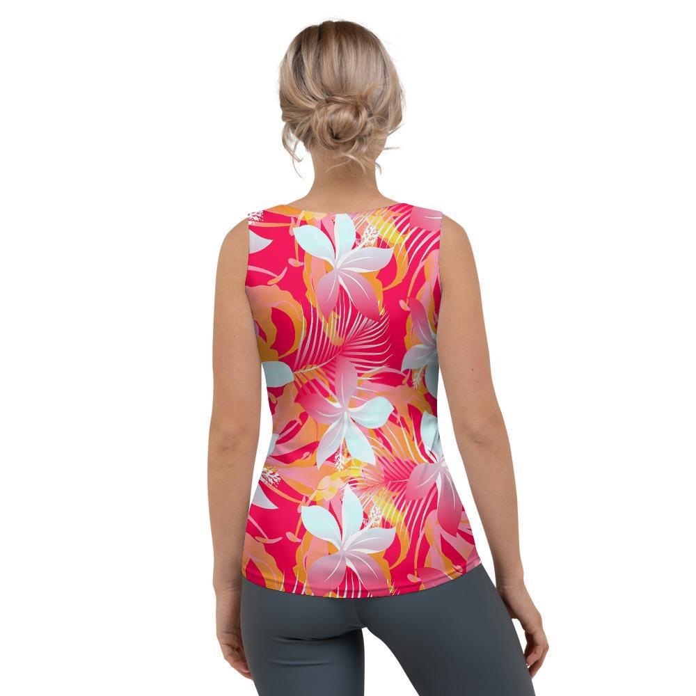 Red And Orange Hibiscus Hawaiian Print Women's Tank Top-grizzshop