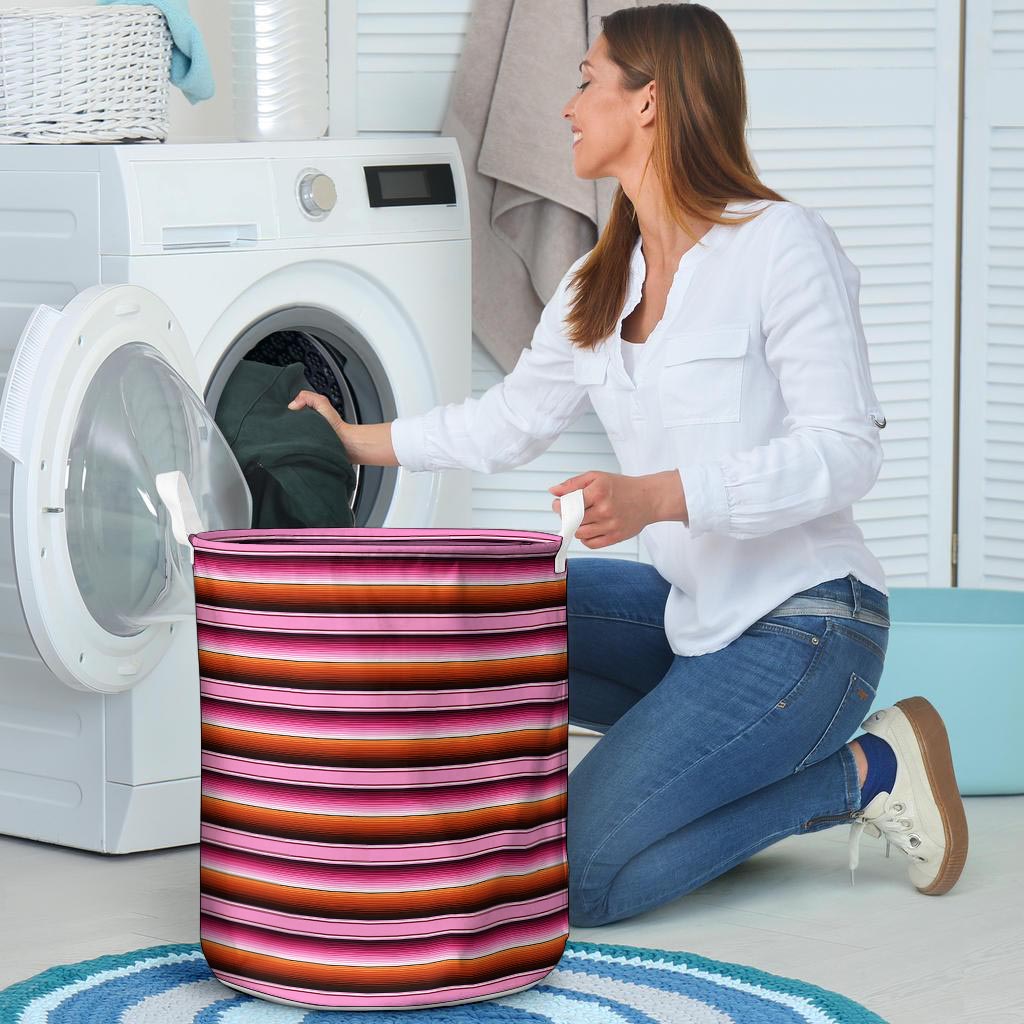 Red And Pink Mexican Baja Laundry Basket-grizzshop
