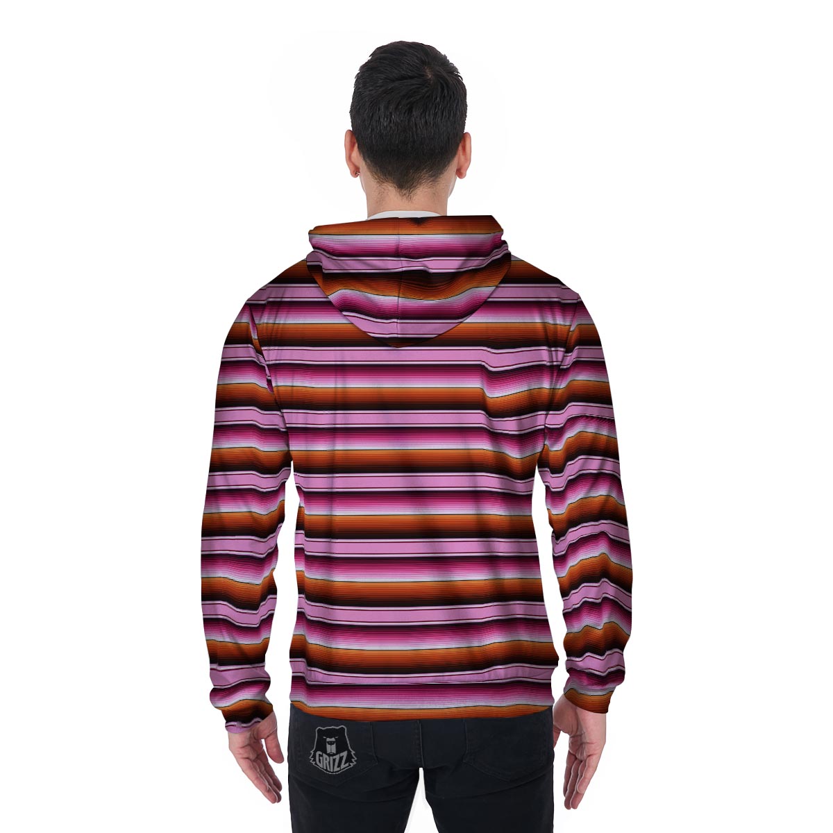 Red And Pink Mexican Baja Men's Zip Up Hoodie-grizzshop