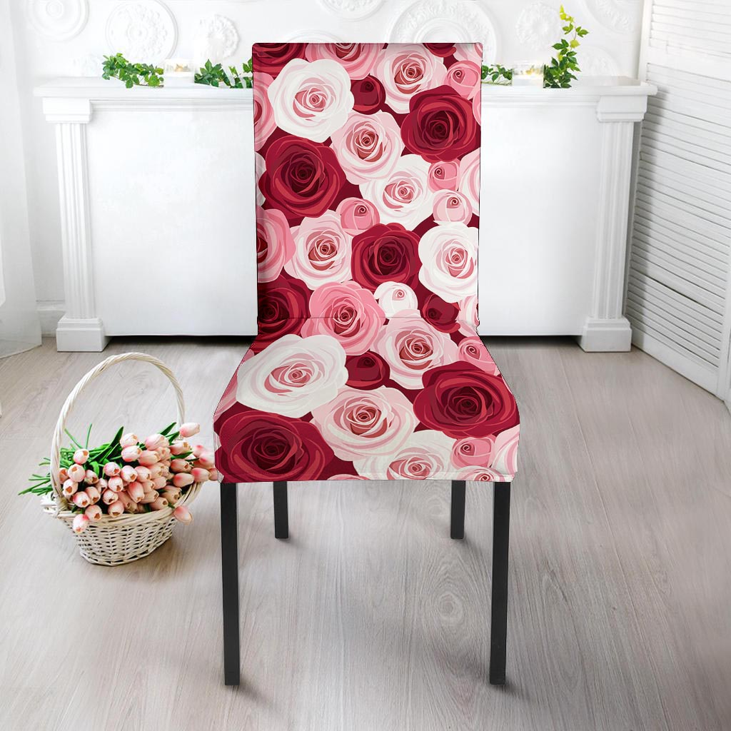 Red And Pink Rose Floral Chair Cover-grizzshop
