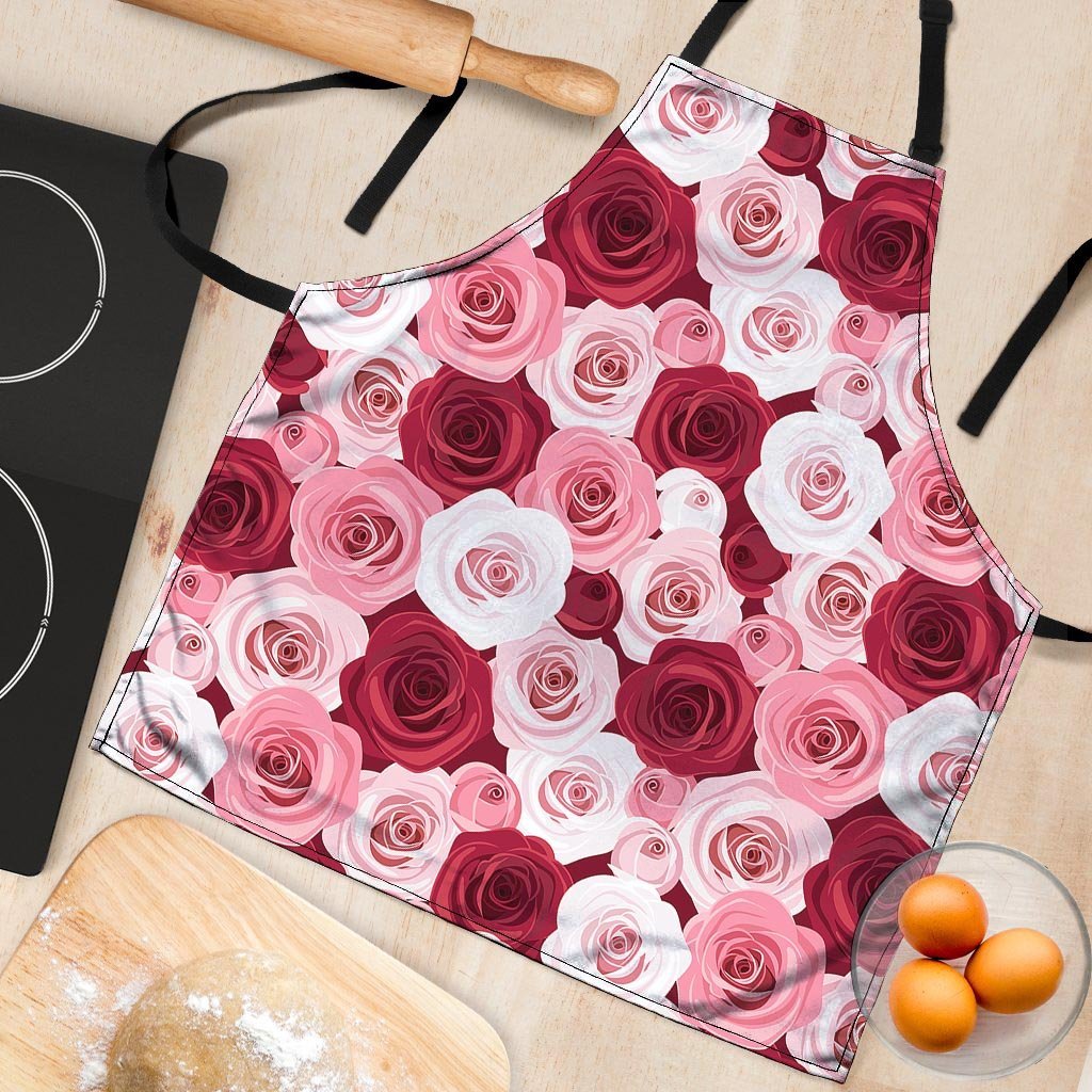 Red And Pink Rose Floral Women's Apron-grizzshop