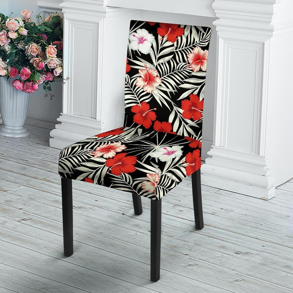 Red And White Hibiscus Flowers Hawaiian Print Chair Cover-grizzshop