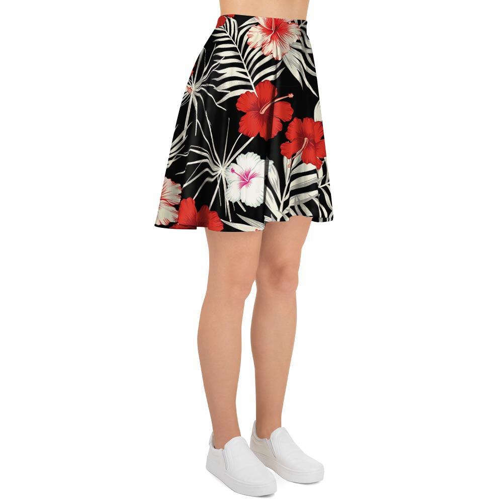 Red And White Hibiscus Flowers Hawaiian Print Women's Skirt-grizzshop