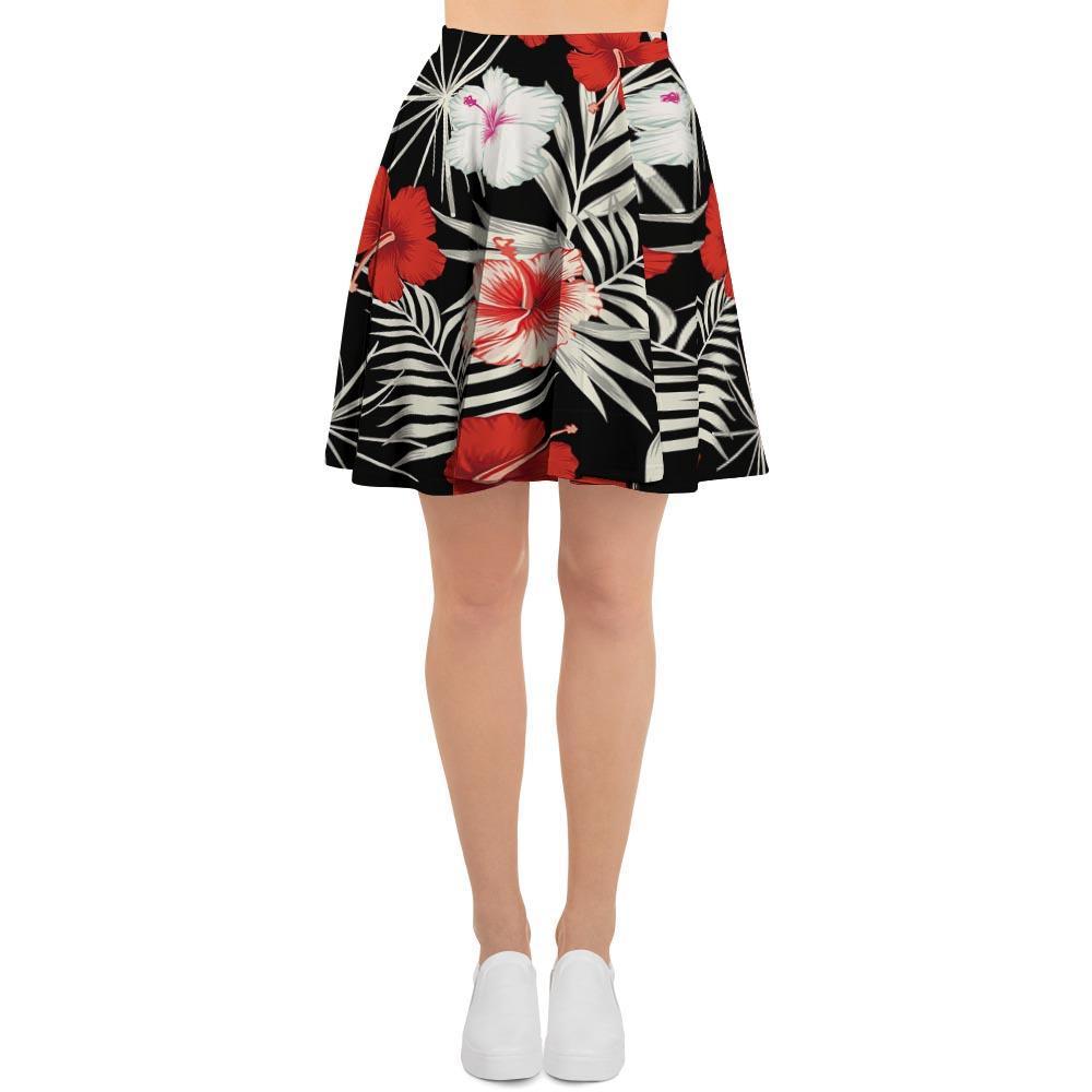 Red And White Hibiscus Flowers Hawaiian Print Women's Skirt-grizzshop
