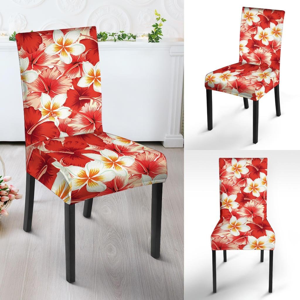 Red And White Hibiscus Hawaiian Print Chair Cover-grizzshop
