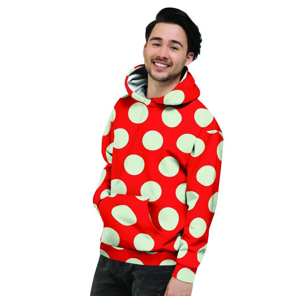 Red And White Polka Dot Men's Hoodie-grizzshop