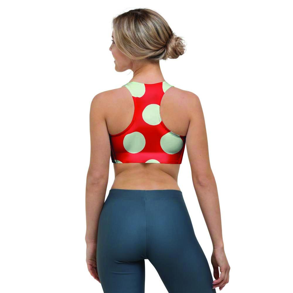 Red And White Polka Dot Sports Bra-grizzshop