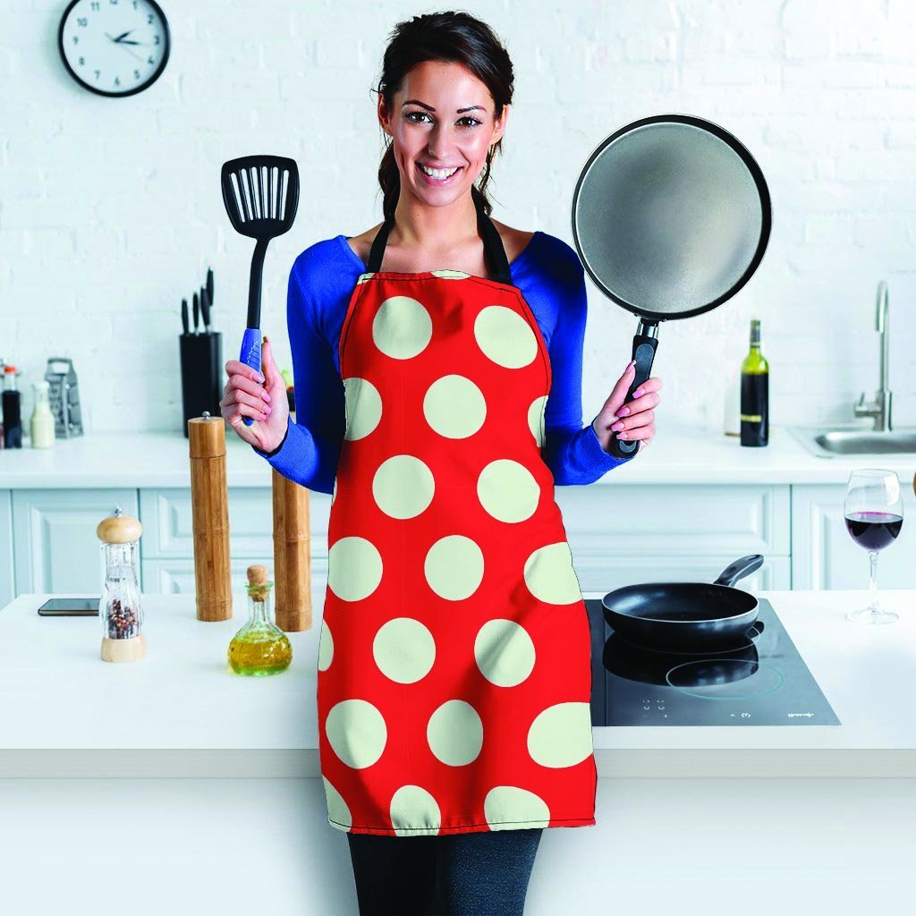 Red And White Polka Dot Women's Apron-grizzshop