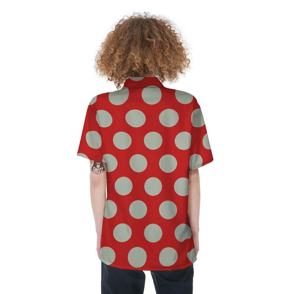 Red And White Polka Dot Women's Short Sleeve Shirts-grizzshop