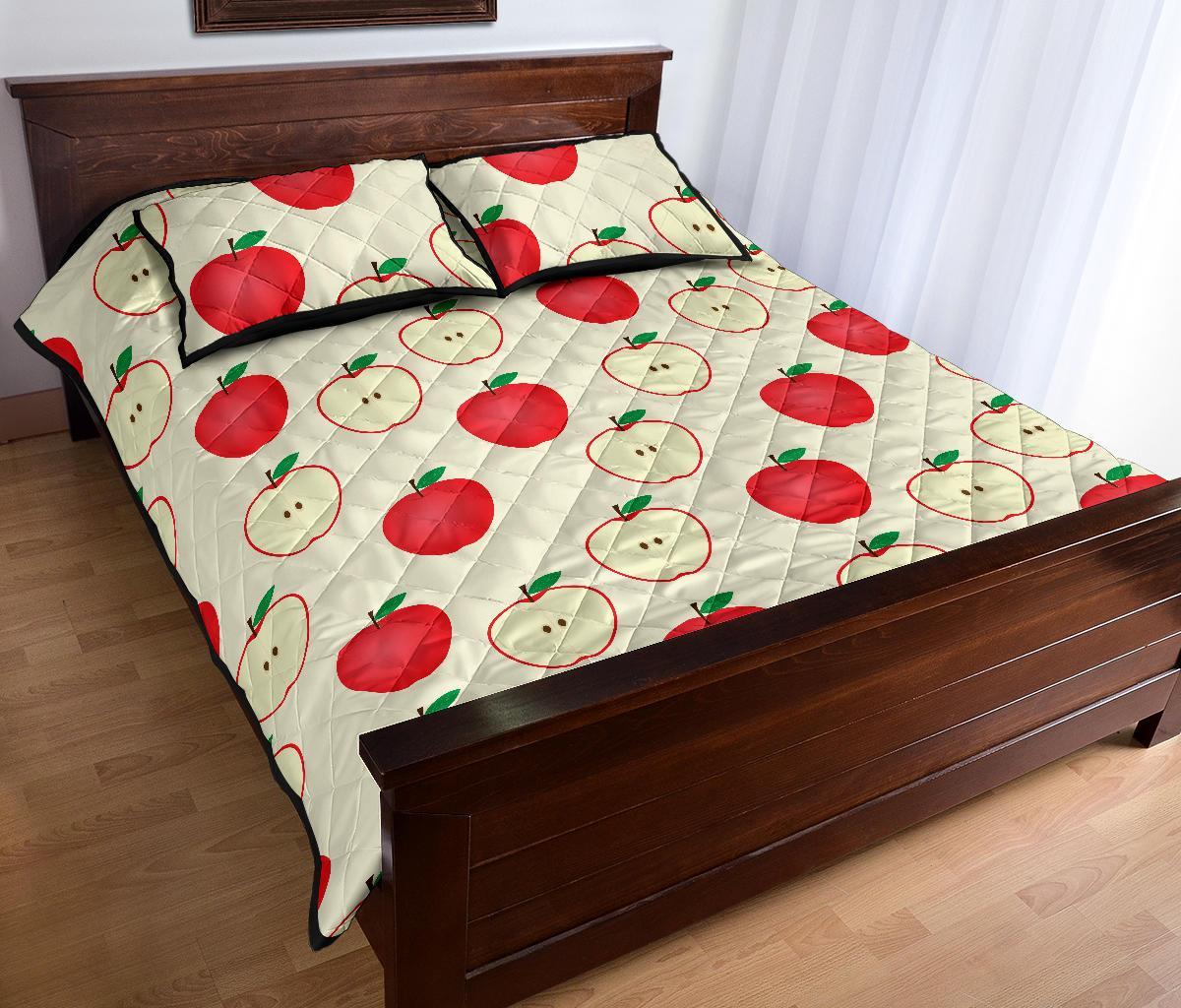 Red Apple Pattern Print Bed Set Quilt-grizzshop