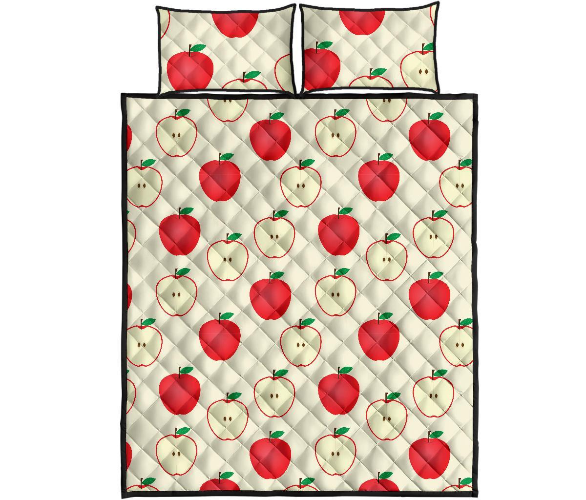 Red Apple Pattern Print Bed Set Quilt-grizzshop