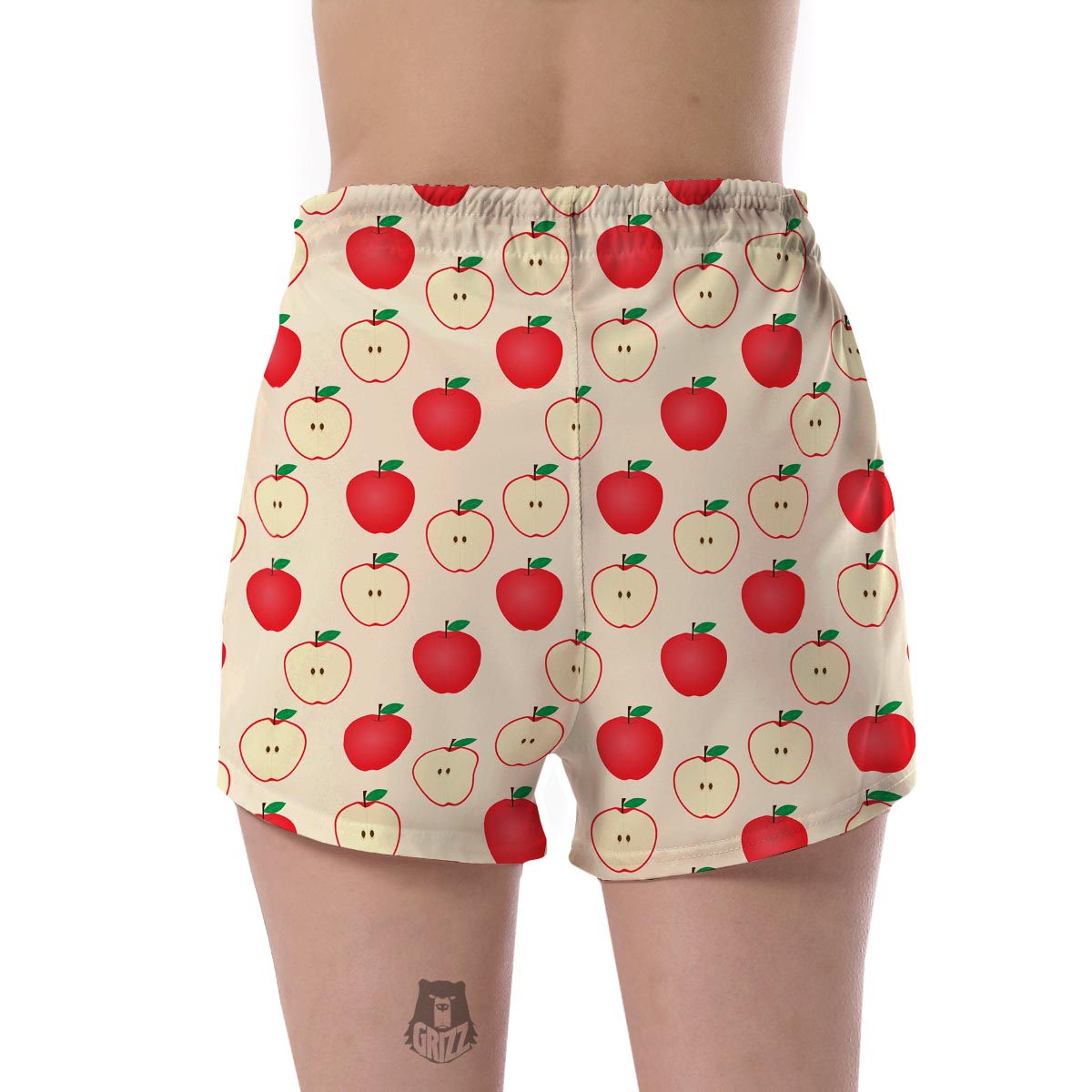 Red Apple Pattern Print Women's Shorts-grizzshop