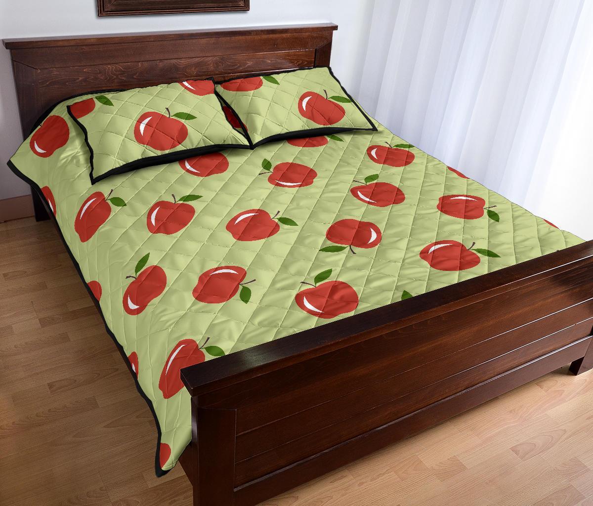 Red Apple Print Pattern Bed Set Quilt-grizzshop